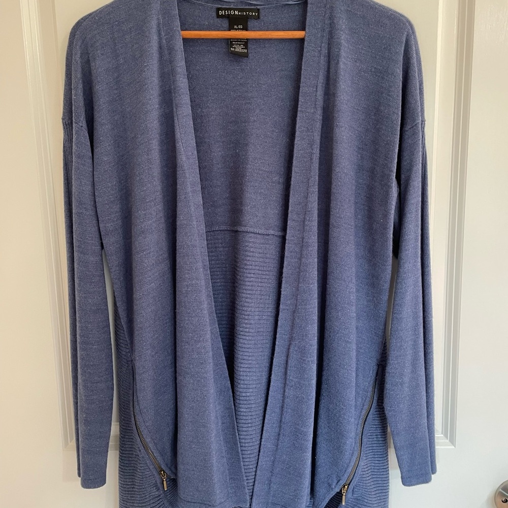 Design History Women's Blue Open Cardigan